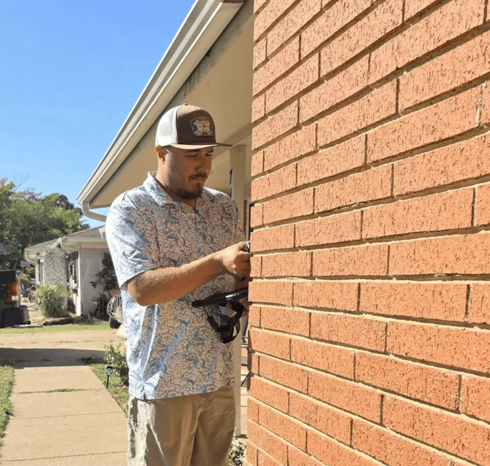 An RSDS appraiser photographing a home exterior during an inspection